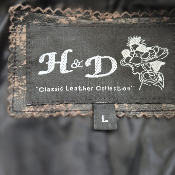 H&D Classic Leather Collection Speckled Leather and Denim Jacket. Size Large - Picture 13 of 16